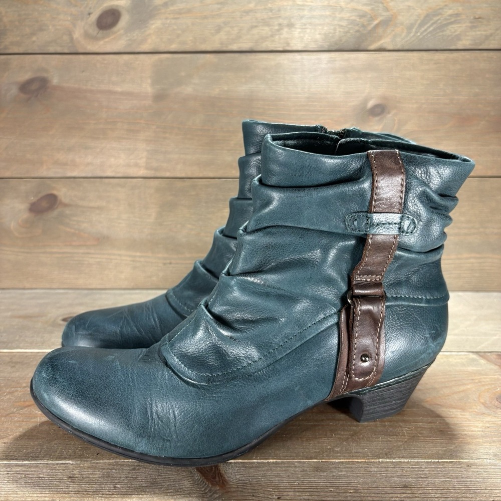 rockport cobb hill alexandra womens size 10 shoes teal leather heel ankle boots